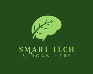 Green Brain Leaf logo design