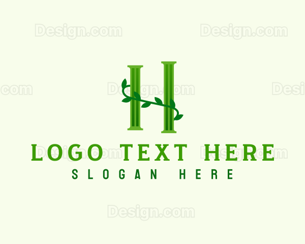 Organic Leaf Letter H Logo