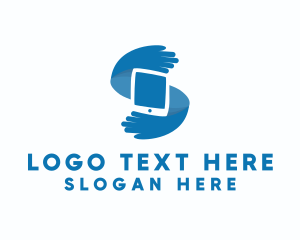 Blue Tech Hands Letter S Logo