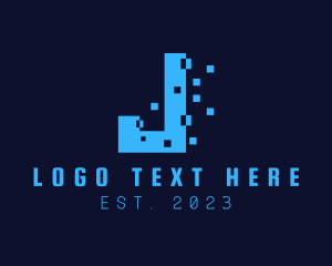 Digital Pixel Letter J logo