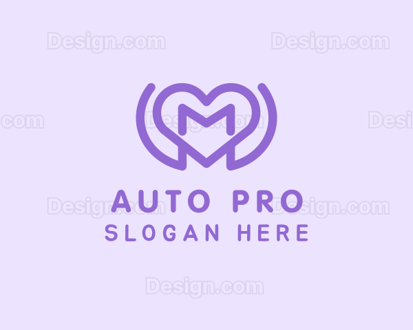 Purple Love Heart Letter M Logo