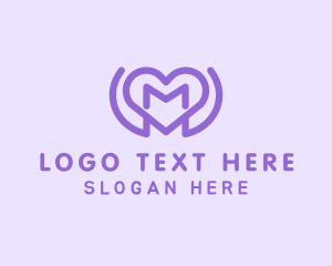 Purple Love Heart Letter M logo