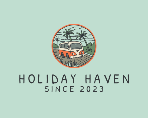 Camper Van Holiday Trip logo design