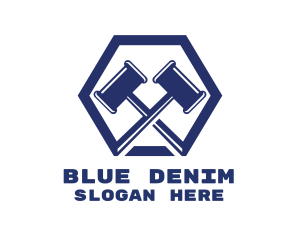 Blue Gavels Hexagon logo design