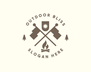 Banner Campfire Flag logo design