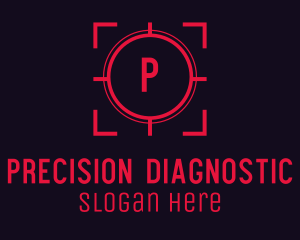 Red Target Crosshair Letter logo design