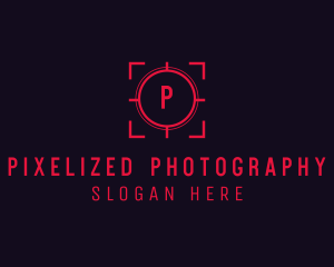 Red Target Crosshair Letter logo design