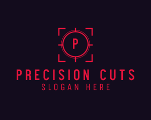 Red Target Crosshair Letter logo design