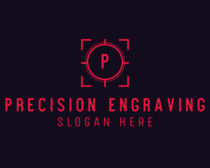 Red Target Crosshair Letter logo design