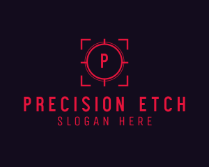 Red Target Crosshair Letter logo design