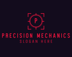 Red Target Crosshair Letter logo design