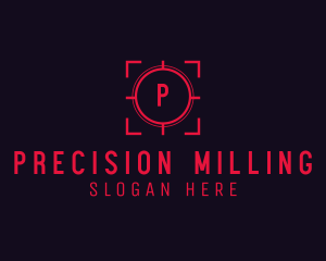 Red Target Crosshair Letter logo design