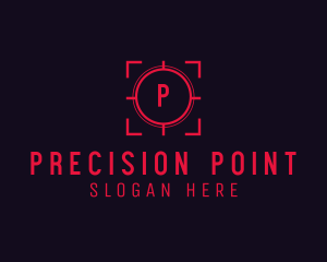 Red Target Crosshair Letter logo design