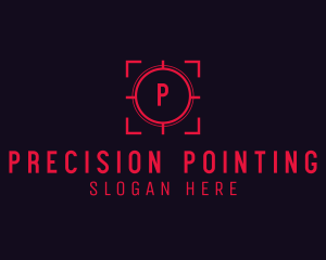 Red Target Crosshair Letter logo design