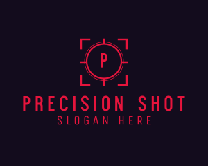 Red Target Crosshair Letter logo design