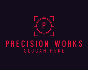 Red Target Crosshair Letter logo design