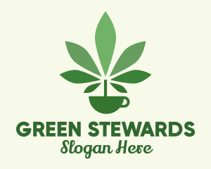 Green Plant Teacup logo design