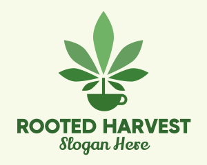 Green Plant Teacup logo design