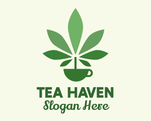 Green Plant Teacup logo design