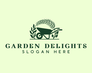 Gardening Wheelbarrow Plant logo design