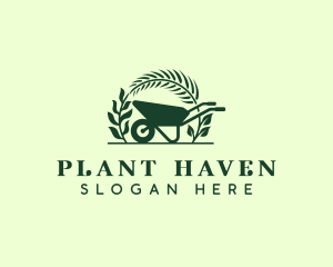 Gardening Wheelbarrow Plant logo design