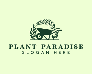 Gardening Wheelbarrow Plant logo design