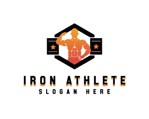 Muscular Athlete Gym logo design