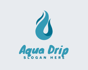 Aqua Wave Droplet logo design