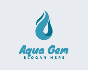 Aqua Wave Droplet logo design