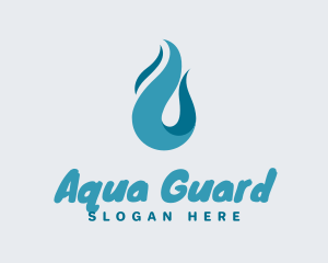 Aqua Wave Droplet logo design