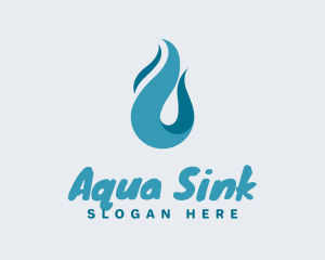 Aqua Wave Droplet logo design