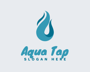 Aqua Wave Droplet logo design