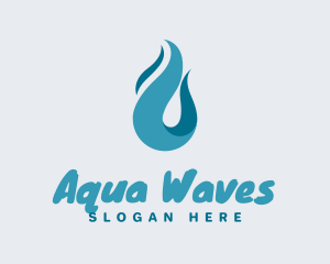 Aqua Wave Droplet logo design