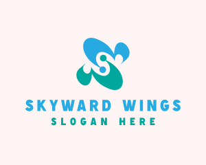 Abstract Butterfly Wing logo design