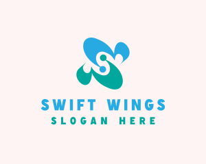 Abstract Butterfly Wing logo design