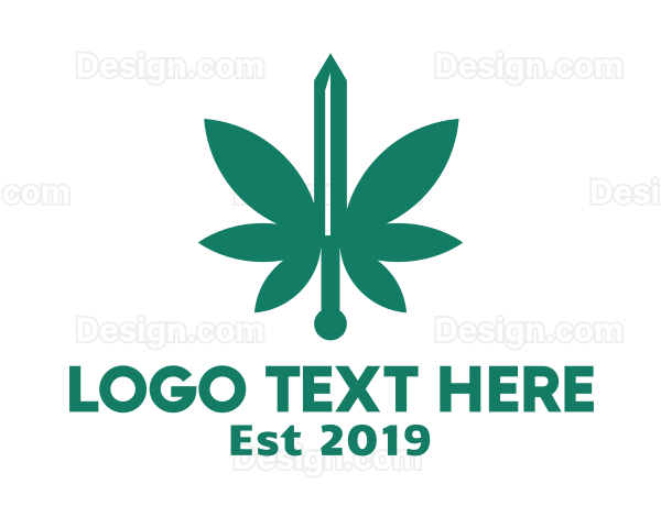 Green Cannabis Sword Logo