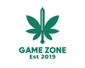 Green Cannabis Sword logo