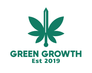 Green Cannabis Sword logo design