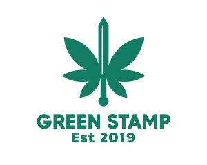 Green Cannabis Sword logo design