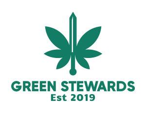 Green Cannabis Sword logo design