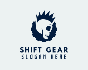 Gear Mohawk Skull logo design