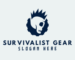 Gear Mohawk Skull logo design