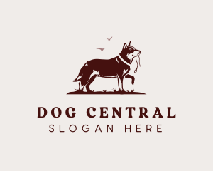 Husky Dog Leash logo design