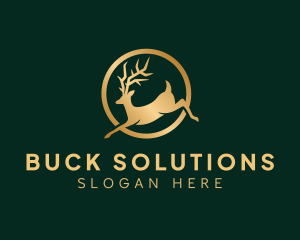 Gold Deer Animal logo design