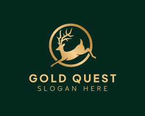 Gold Deer Animal logo design