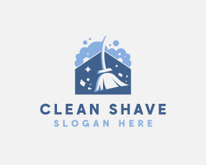 House Broom Bubble Cleaning  logo design