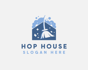 House Broom Bubble Cleaning  logo design