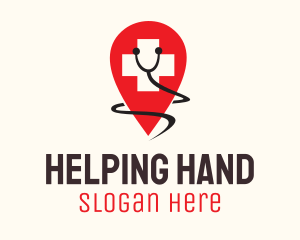 Medical Cross Stethoscope Location logo design