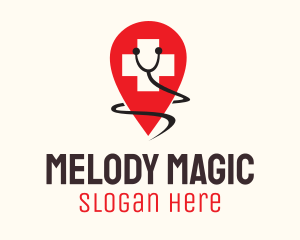 Medical Cross Stethoscope Location logo