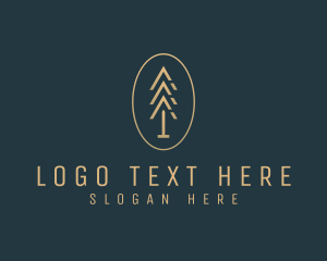 Gold Pine Tree Forest Logo